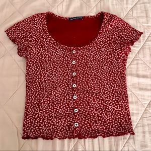 BRANDY MELVILLE red floral zelly top